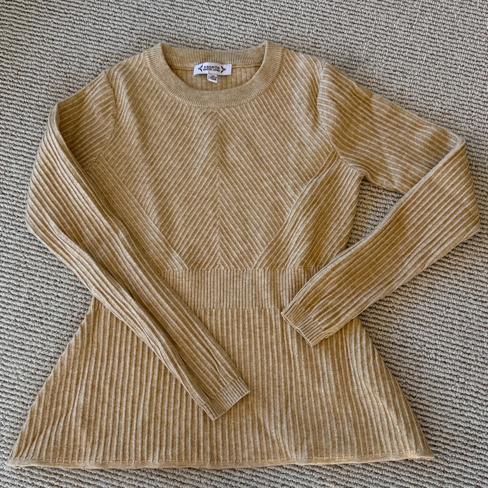 Nanette Lepore Gold Ribbed Knit Sweater